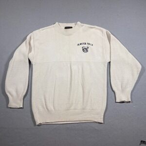 Vintage Heavy Knit Olmstead Falls Crewneck Sweater Medium Made In USA Beige